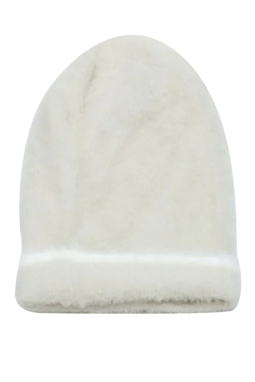 Jacquemus - Beige Fuzzy Beanie Hat w/ Embroidered Logo