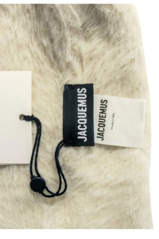 Jacquemus - Beige Fuzzy Beanie Hat w/ Embroidered Logo