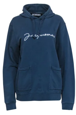 Jacquemus - Slate Blue Logo Embroidered Cotton Hoodie Sz M
