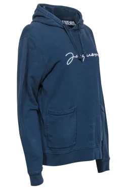 Jacquemus - Slate Blue Logo Embroidered Cotton Hoodie Sz M