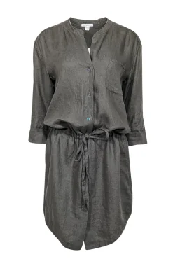 James Perse - Army Green Linen Drop Waist Mini Dress Sz L