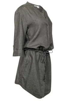 James Perse - Army Green Linen Drop Waist Mini Dress Sz L