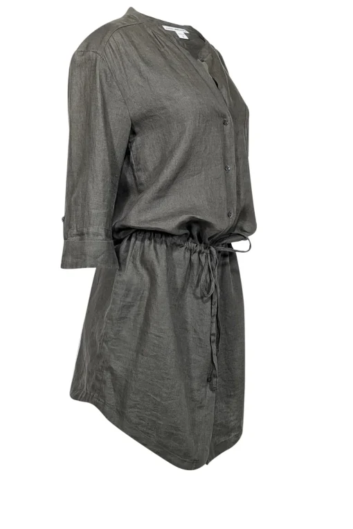 James Perse - Army Green Linen Drop Waist Mini Dress Sz L