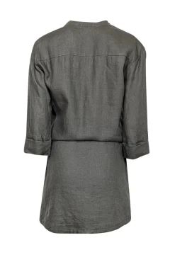 James Perse - Army Green Linen Drop Waist Mini Dress Sz L
