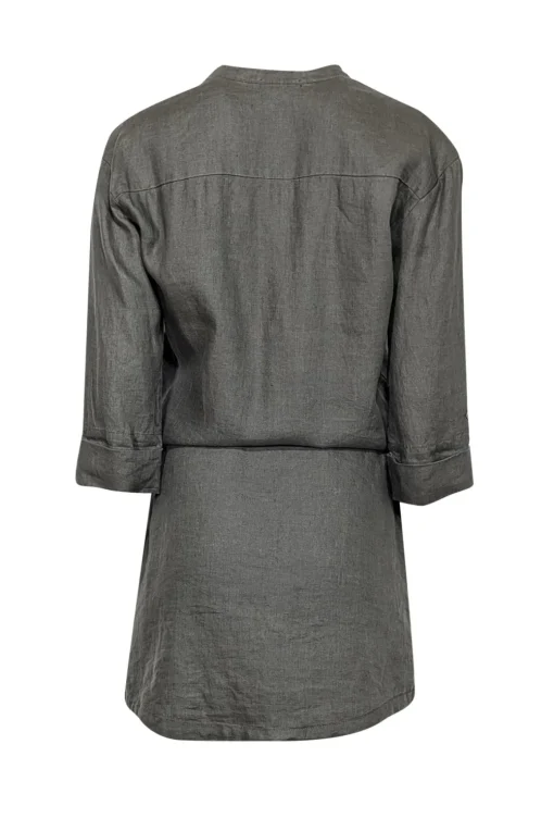 James Perse - Army Green Linen Drop Waist Mini Dress Sz L