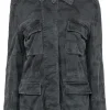 James Perse - Black Camouflage Print Button-Up Jacket Sz L