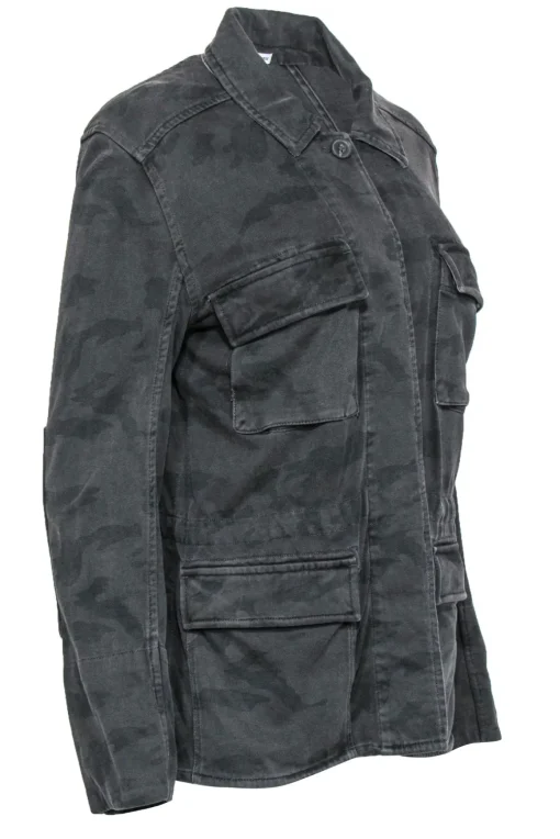 James Perse - Black Camouflage Print Button-Up Jacket Sz L