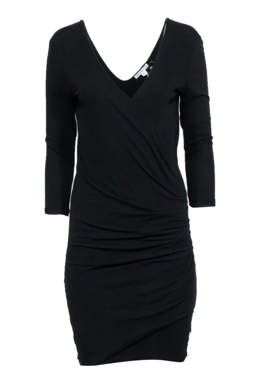 James Perse - Black Long Sleeves Ruched Dress Sz L
