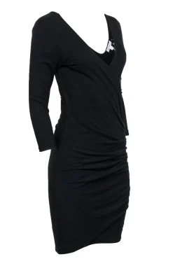 James Perse - Black Long Sleeves Ruched Dress Sz L