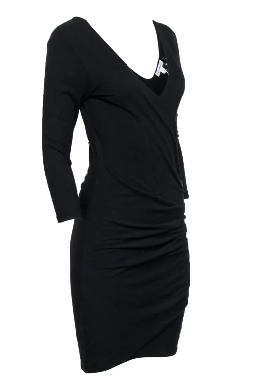 James Perse - Black Long Sleeves Ruched Dress Sz L