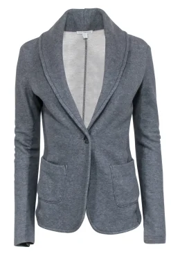 James Perse- Grey Knit Single Button Blazer Sz M