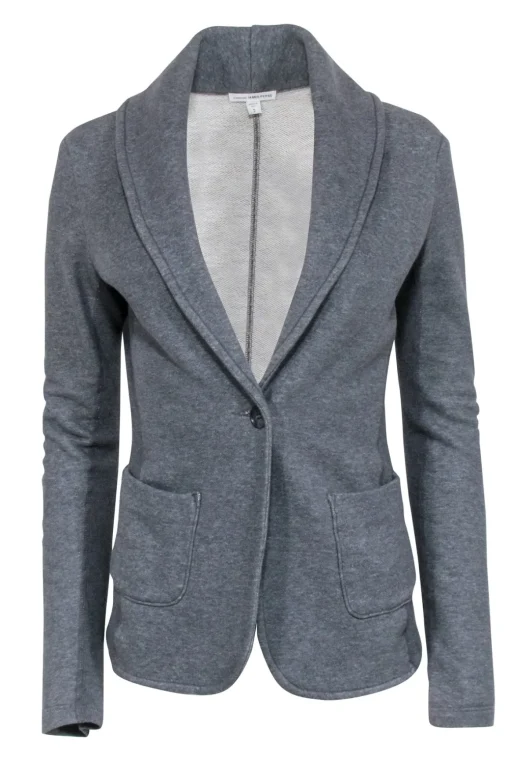James Perse- Grey Knit Single Button Blazer Sz M
