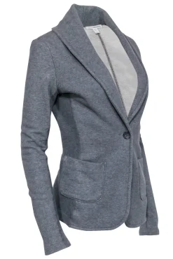 James Perse- Grey Knit Single Button Blazer Sz M
