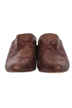 James Smith - Brown Snakeskin Pointed Toe Heeled Mules Sz 10