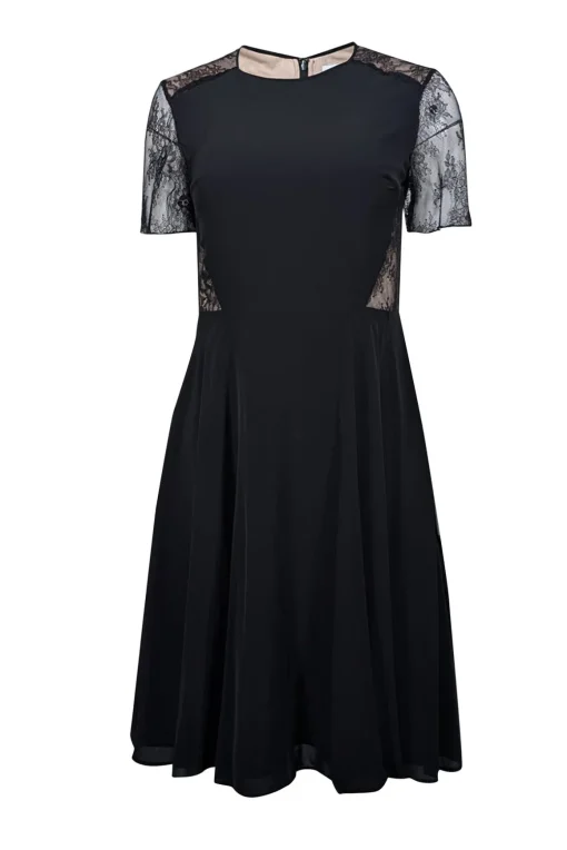 Jason Wu - Black Laced Georgette Fit & Flare Dress Sz 2