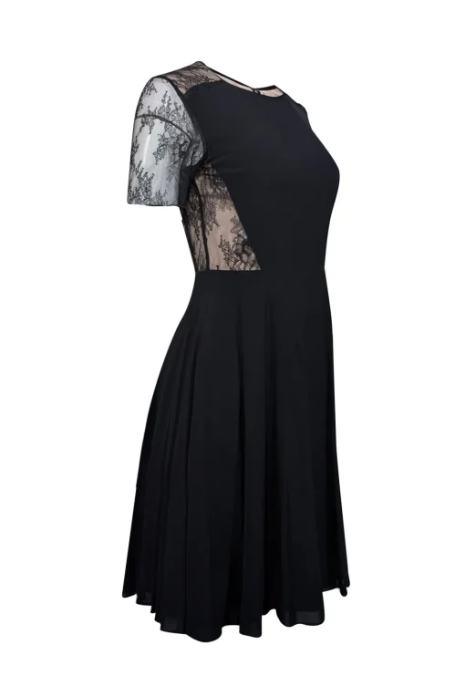 Jason Wu - Black Laced Georgette Fit & Flare Dress Sz 2