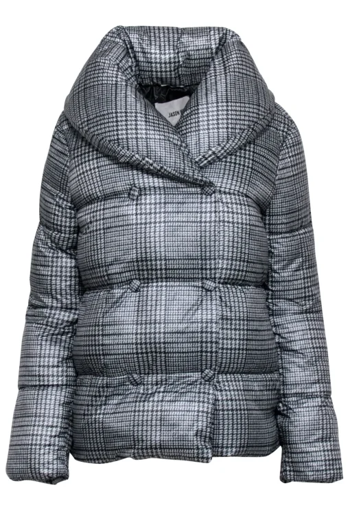 Jason Wu - Grey & Black Houndstooth Puffer Coat Sz S