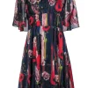 Jason Wu - Navy & Red Floral Print Dress Sz 8