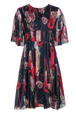 Jason Wu - Navy & Red Floral Print Dress Sz 8