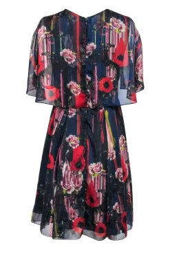 Jason Wu - Navy & Red Floral Print Dress Sz 8