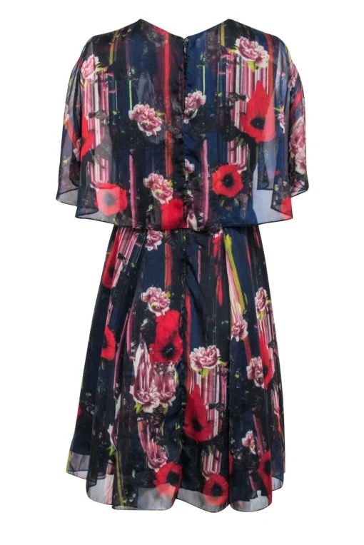 Jason Wu - Navy & Red Floral Print Dress Sz 8