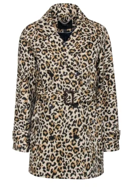J.Crew - Beige & Black Leopard Print Double Breasted Trench Coat Sz XXS