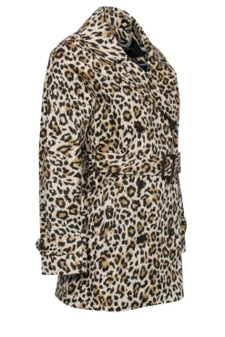 J.Crew - Beige & Black Leopard Print Double Breasted Trench Coat Sz XXS