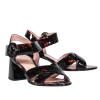 J.Crew - Brown Tortoise Shell Patent Leather Block Heel Sandals w/ Buckle Sz 6.5