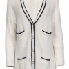 J.Crew - Cream Collegiate-Style Cardigan w/ Navy Stripe Details Sz XS/S