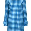 J.Crew – Cyan Blue & White Checkered Plaid Wool Coat Sz 10