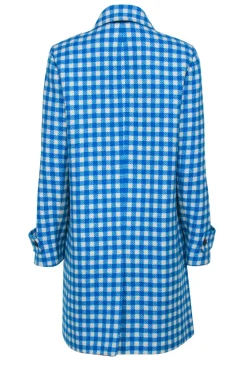 J.Crew – Cyan Blue & White Checkered Plaid Wool Coat Sz 10