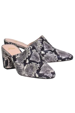 J.Crew - Grey Snakeskin Print Mule Pumps Sz 10