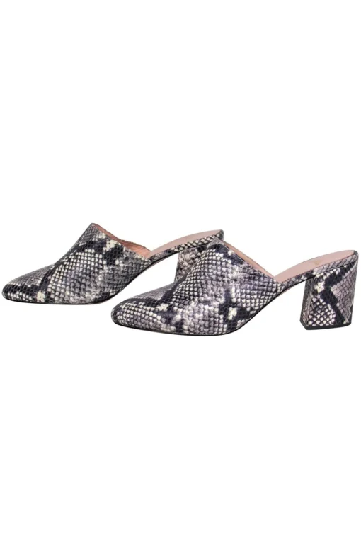 J.Crew - Grey Snakeskin Print Mule Pumps Sz 10