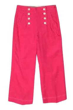 J.Crew - Hot Pink Wide Leg Pants w/ Button Details Sz 4