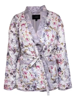J.Crew - Lavender, Pink, Brown & White Quilted w/ Waist Tie Jacket Sz S