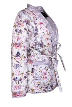J.Crew - Lavender, Pink, Brown & White Quilted w/ Waist Tie Jacket Sz S