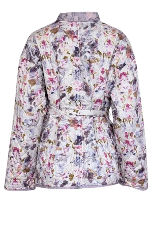 J.Crew - Lavender, Pink, Brown & White Quilted w/ Waist Tie Jacket Sz S