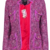J.Crew - Magenta & Multicolored Metallic Tweed Open Front Blazer Sz 6