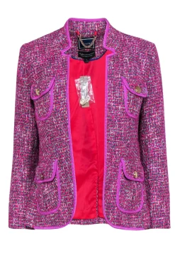J.Crew - Magenta & Multicolored Metallic Tweed Open Front Blazer Sz 6