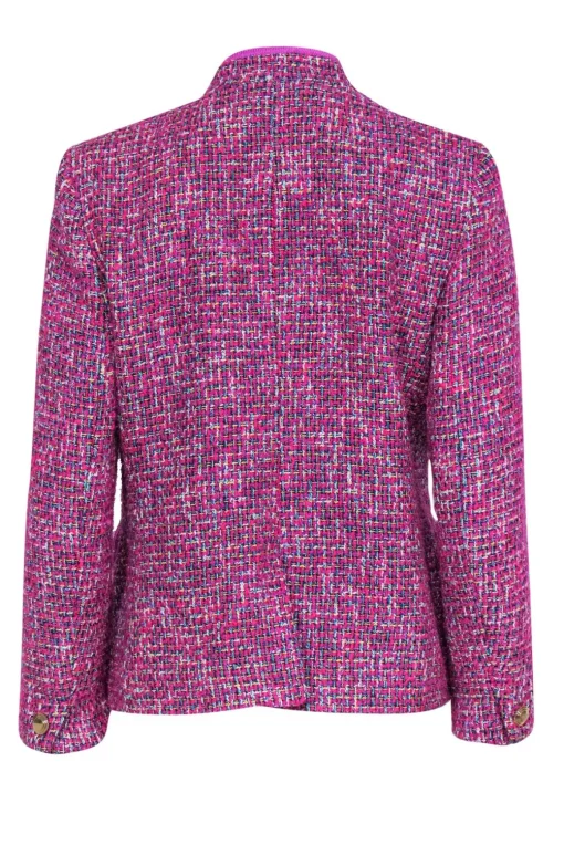J.Crew - Magenta & Multicolored Metallic Tweed Open Front Blazer Sz 6