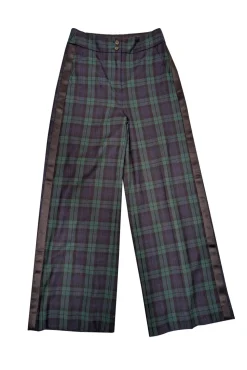 J.Crew - Navy & Green Plaid Wide Leg Pants Sz 2