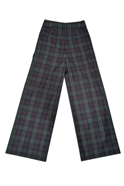 J.Crew - Navy & Green Plaid Wide Leg Pants Sz 2