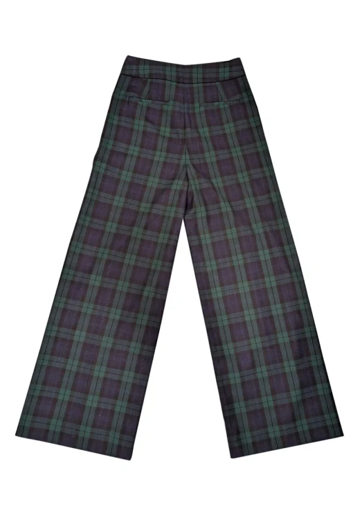 J.Crew - Navy & Green Plaid Wide Leg Pants Sz 2