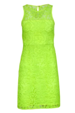 J.Crew - Neon Yellow Floral Lace Sleeveless Sheath Dress Sz 00