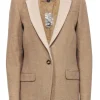 J.Crew - Oversized Tan Contrast Lapel Single Button Blazer Sz 10