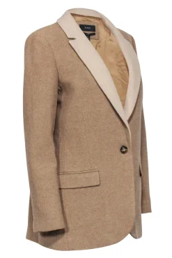 J.Crew - Oversized Tan Contrast Lapel Single Button Blazer Sz 10