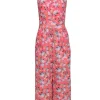 J.Crew - Pink Floral Print Wide Leg Cotton Jumpsuit Sz 8