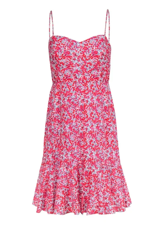 J.Crew - Red, White & Pink Floral Print Cotton Dress Sz 10