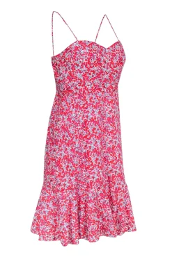 J.Crew - Red, White & Pink Floral Print Cotton Dress Sz 10