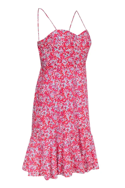 J.Crew - Red, White & Pink Floral Print Cotton Dress Sz 10